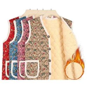 여성 플라워 김장 누빔 조끼 1P 촌캉스룩 겨울 뽀글이 레트로방한옷