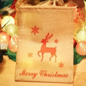 고품질 크리스마스 패브릭 선물자루 (소형 사슴) 크리스마스장식품 (WCF26F1)