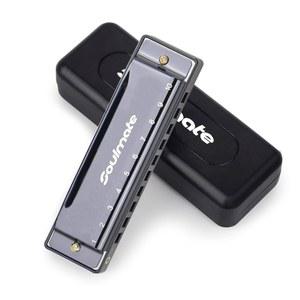 소울메이트 블루스 하모니 마우스 오르간 10홀 20톤 초보자 학생 프로 선수 성인 친구 기프트 블랙을 위한 케이스 디아토닉 하모니카 포함