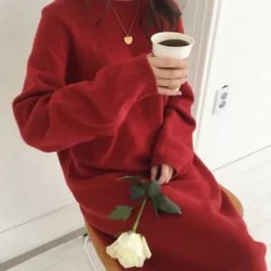 따수미 롱 도톰 니트 원피스 여성 겨울 루즈핏 따뜻한