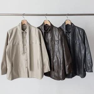 [옷자락] 여자 가을셔켓 롱벨트 카라넥 힙커버 슬릿 가죽 자켓