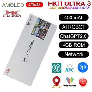 2025 HK11  3 스마트워치 49mm HD AMOLED 4G ROM 블루투스 네트워크 ChatGPT 통화 로봇 시계 NFC 나침반 남