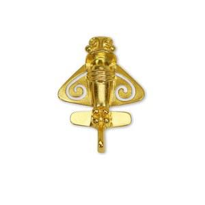 리얼 메탈 킴바야 플라이어 핀 24K 골드 마감 프리 콜롬비아 고대 외계 유물 라펠, 모자, 재킷 또는 백팩