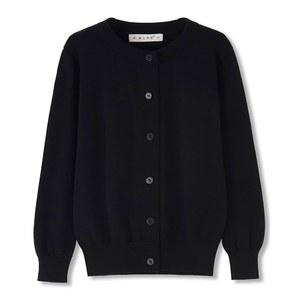 여자 크루넥 가디건 스웨터 면 교복 단추 긴팔 니트 상의, 2T-13년