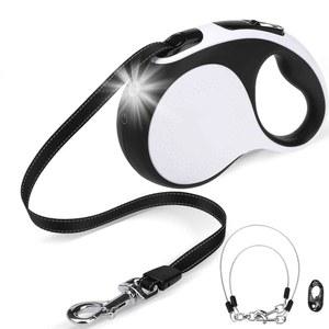 반사 와이어 로프가 있는 두 마리의 개를 위한 가볍고 360 엉킴 없는 이중 개 목줄, 중소형 산책을 씹힘 방지 헤비 듀티 BINGPET 듀얼 리트랙터블 목줄