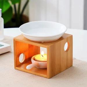 대나무 도자기 아로마 오일 버너 세트테라피 램프 토자기 소품 인테리어장식 아로마향 에센스