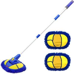 3S 세차밀대 용품 3단신축가능 C타입+추가걸레2개마포 자동차 극세사 용극 도구 워시미트 밀대봉 밀대 타올