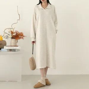 랑켄 기모 카라 박스 롱 원피스_BDOP094