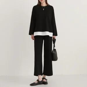 앨빈 레이어드 티셔츠 + 와이드 팬츠 세트_BDOP045