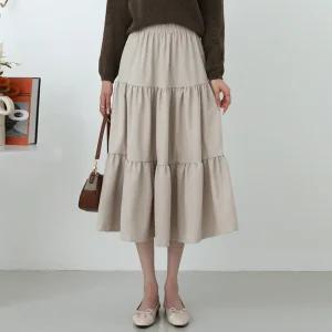 브랙 코듀로이 캉캉 밴딩 롱 스커트_BDSS201