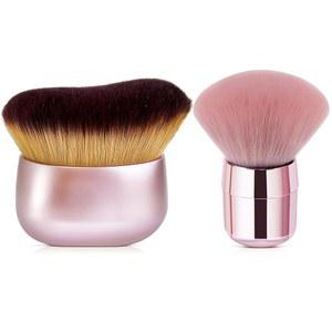 셀프 태너용 주먼 2개 초대형 바디 메이크업 브러시 세트 - 80mm 및 65mm 와이드 헤드 초소프트 가부키 브러시, 레그 & 브론저 블렌드, 습식 건식(로즈 골드)