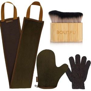 4팩 셀프 태닝 미트 어플리케이터 키트 - 1개, 백 울트라 소프트 태너 브러시 각질 제거 장갑 햇볕이 들지 않는 인조 태닝(브론즈)용