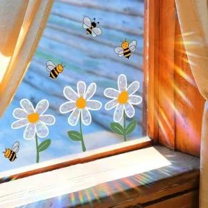 플라워 꿀벌 장식 스티커 데코 유리스티커 인테리어소품 포인트벽지 인테리어벽지