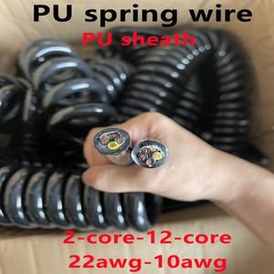 스프링 와이어 나선형 케이블 2 core22awg-10 awg 순수 구리 코어 스케일의 PUR 3/4/5 17/18awg 신호 스트