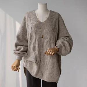 (안나앤플러스) 꽈배기 퍼프 니트[니트CPY24] 빅사이즈