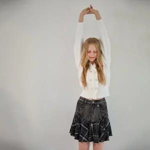 [에고이스트](강남점)[BLUE LABEL] 레이스업 체크 믹스 데님스커트 ER4ODS01