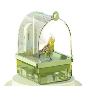 앵무새 목욕통 모이통 순환 물 자동 샤워 그린  무선 유도 대형 욕조 걸이형 앵무새간식