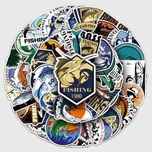 50Pcs 낚시 시리즈 만화 귀여운 방수 스티커 스케이트 보드 스노우 비닐 레트로