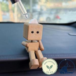수제 나무 인형 흔들리는 발 자동차 방향제 장식품 예술품 대시보드