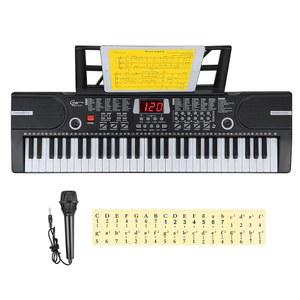 히케인 피아노 키보드, 61키 초급 전자 키보드 휴대용 디지털 음악 마이크 및 악보 스탠드가 있는 조기 교육용 악기
