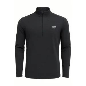 뉴발란스 히트 트레이닝 NB드라이 기능성 러닝 남성 아노락 반집업 멜란지블랙 러닝 런닝 MT41915-BK