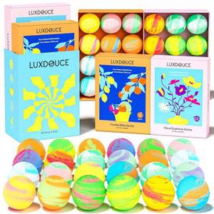 배스밤 기프트 세, 12가지 독특한 향이 담긴 24팩 버블 밤, 플로럴 & 과일 컬렉션, 피부 진정 및 기분