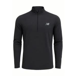 NB 뉴발란스 히트 트레이닝 드라이 기능성 흡습건속 러닝 런닝 아노락 반집업 긴팔 멜란지블랙 MT41915-BK