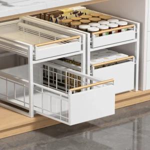 싱크대슬라이딩서랍 양념장 레일 정리대 선반 주방 슬라이딩 수납대 그릇