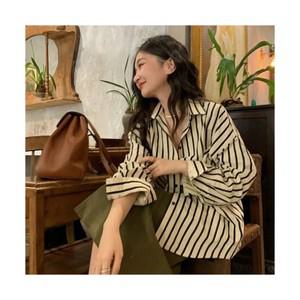 피어니스트 스트라이프 카라 오버핏 셔츠