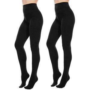 시티슬 불투명 블랙 타이츠 여성용, 80D 배 압박 플러스 사이즈 타이츠, 컨트롤 탑 극세사 팬티호스 여성용