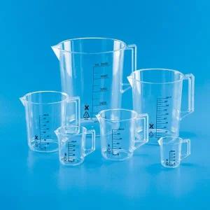 PMP 투명 플라스틱 핸들 비이커 600ml 12개 B05-46-555 지름109xh130 mm T441060 Tarso 비커 내열