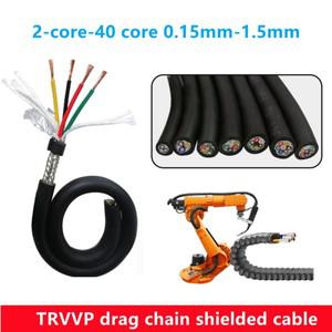 CNC 드래그 체인 차폐 케이블, 20, 18, 22awg, 2-20 코어 탄성 PVC 구리 내유성 및 굽힘 방지 유연한