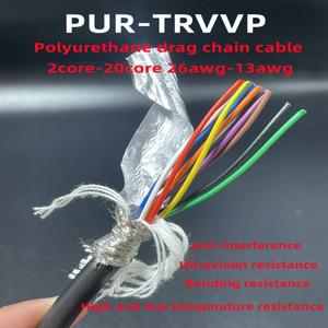 PUR-TRVVP 견인 체인 차폐 케이블, 26-15awg 순수 구리 폴리우레탄, 2 3 4 5 6 8 10-30 코어 벤딩 저항 UV