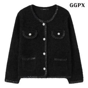 [GGPX]진주 버튼 글리터 라운드 니트 가디건 (GPDCK020D)