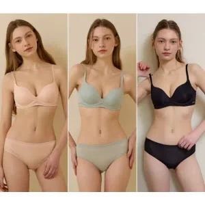 [WONDERBRA]일체형 볼륨백리스노와이어 브라팬티 6종 라이트피치+라이트민트+블랙 WBW5M525355_T