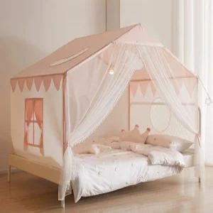 공주침대 캐노피 레이스 커튼 사각모기장 지붕텐트