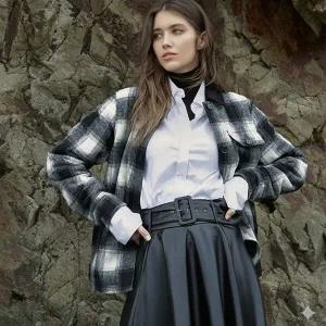 [NS홈쇼핑][지오스피릿] 여성 캐시미어 블렌디드 패딩 체크 코트 4종 택1..