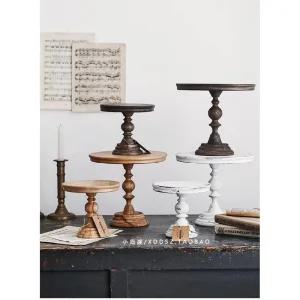 북유럽 빈티지 우드 케이크 테이블 인테리어 디저트 스탠드 트레이 소품 오리지널