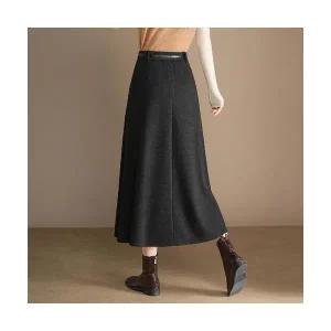 EAMT 여자 쉬폰 스커트 플리츠 롱 하이웨스트 가을 겨울 오피스룩 A라인 EUNG4