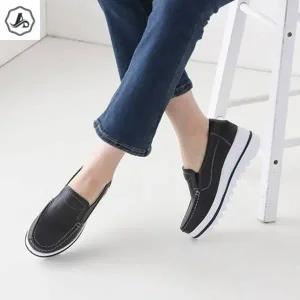 [애슬릿] 소 가죽 로퍼 여성 키높이 플랫폼 밴딩 발 편한