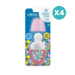 닥터브라운 실리콘 신생아 과즙망 치발기 핑크 4개 BNS