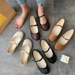 플랫슈즈 무지 메리제인 여성 둥근코 낮은굽 구두 4색단화 정장 가을 여성화 펌프스화