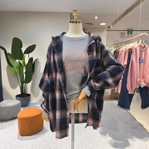 [대구백화점] [에잇컨셉]루즈핏 톡톡 샤인 체크후드남방(C23J7FNB015)