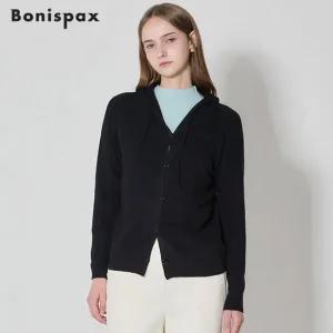 보니스팍스 골지 니트 후드 가디건