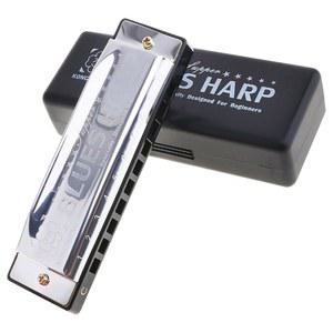 초보자를 위한 블루스 하모니카, 10홀 디아토닉 하모니카 키 오브 C 하프 마우스 오르간, 메탈 마우스 오르간 C 키 브라스 리드 블루스 하프 케이스, 성인, 초보자 및 학생을 위한 스탠다드 하모니카, 실버