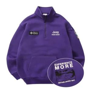 Jeep 기모 헤리티지 반집업 맨투맨 JM4TSU857-퍼플