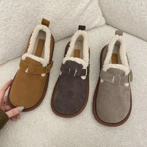 여성 스웨이드 가죽 후리스 뽀글이 겨울 털단화 모카신 털신발 퍼 로퍼 스니커즈 신발
