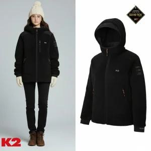 [백화점 출고] K2 플리스 여성 폴라리스 자켓 블랙 털 뽀글이 후드 고어텍스 점퍼 후리스
