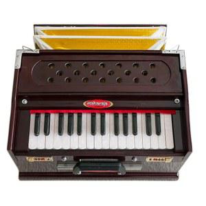 휴대용 하모니움 마하라자 뮤지컬 소형 옥타브 삽탁 2개 다크 마호가니 컬러 폴드 벨로우즈 17x10x10 인치 핸들 가방 키르탄 요가 동반자 수제 악기 PH2