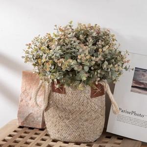 인공 유칼립투스 돈 잎  꽃 홈 인테리어 웨딩 핸드 부케 장미 벽 장식 12 개세트